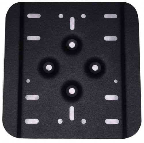 Image of a black RotopaX single mounting plate with multiple mounting holes and slots, square shape with rounded corners, front-facing view on a white background.