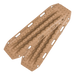 Image of two tan off-road vehicle recovery traction boards with grip patterns and handles, presented on a light grey background.