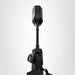 Image of a black cellular antenna on a pole, with a knob for adjustment, shown from a low angle on a white background. The photo is a close-up of the upper section of the device