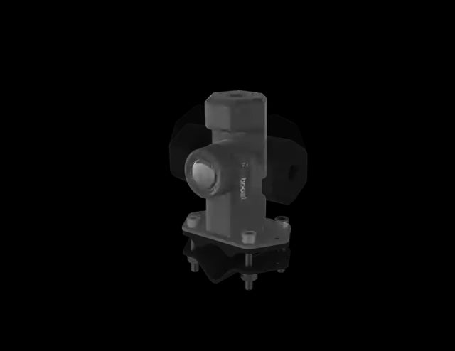 Image of a black WeBoost antenna mounting bracket, designed to clamp onto a pole, presented on a black background.